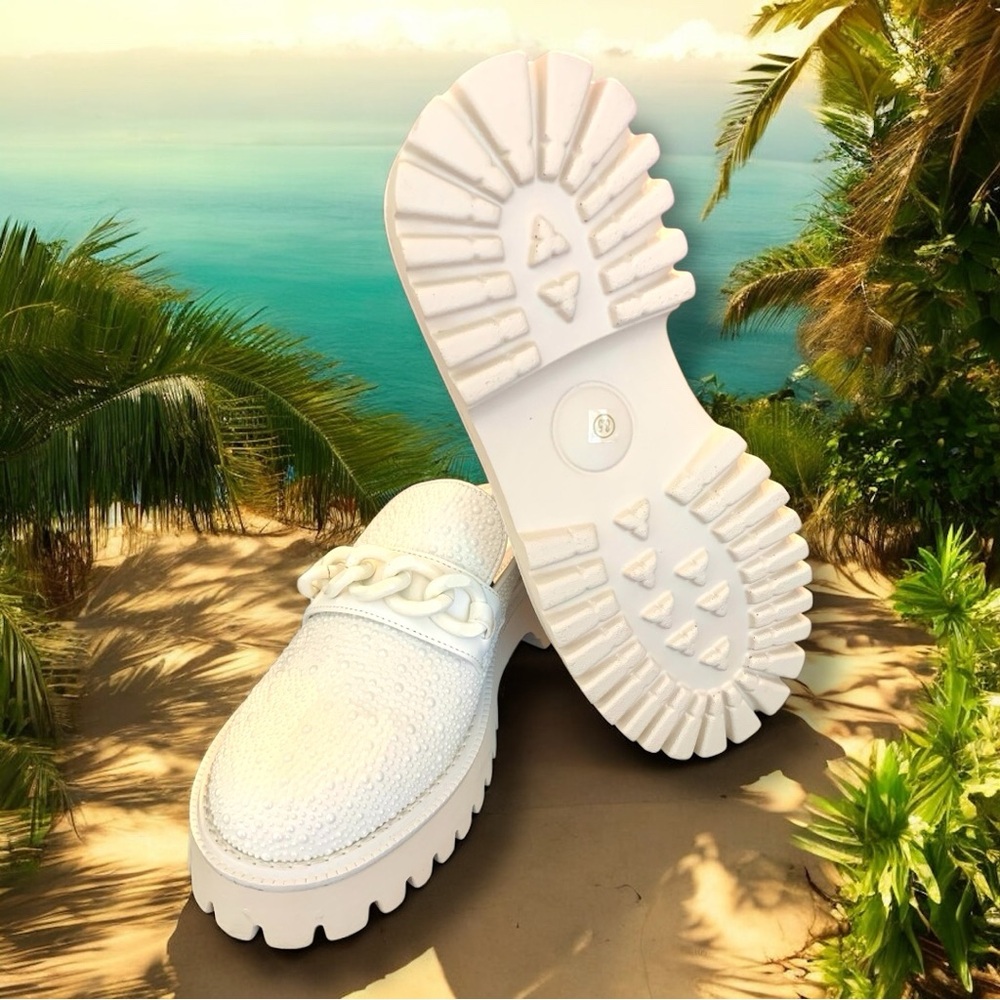 Vintage Havana White Chunky Platform Mules - Picture 3 of 6
